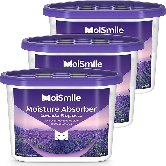 Moisture Absorbers, Efficient Lavender Vanilla Humidity Absorber & Odor Eliminator Boxes, Refillable Car Dehumidifier for