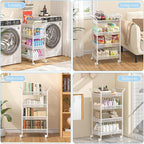 Baby Diaper Caddy Cart, 4-Tier Diaper Caddy Organizer and Storage, Rolling Utility Cart for Baby Supplies, Diaper Cart with W