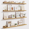 Fun Memories 40 Inch Floating Shelves for Wall - Wall Shelves with Lip Set of 4 - Nursery Bookshelf for Storage - Picture Led