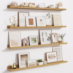 Fun Memories 40 Inch Floating Shelves for Wall - Wall Shelves with Lip Set of 4 - Nursery Bookshelf for Storage - Picture Led