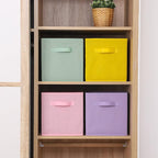 Stero Fabric Storage Bins 6 Pack Fun Colored Durable Storage Cubes with Handles Foldable Cube Baskets for Home, Kids Room, Cl