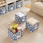 MAX Houser 6 Pack Foldable Fabric Storage Bins with Handles - Ideal for Closet Organization, Bedroom and Nursery（Blue, 12"x12