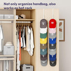 SWTYMIKI Over the Door Purse Organizer - 2 Packs Wall Mounted Purse Rack with 8 Hooks Design, Hanging Handbag Organizer Stora