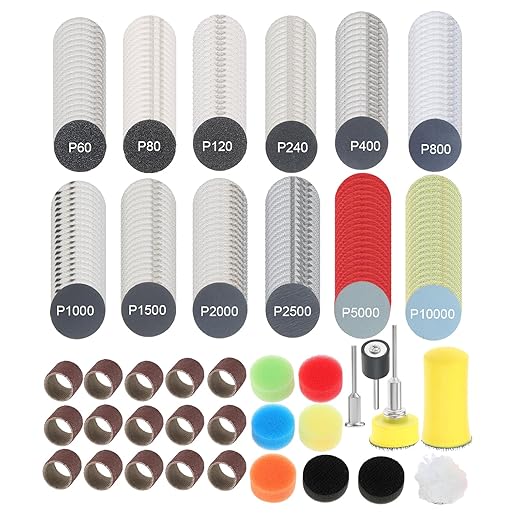 dophee 268PCS 1 Inch Wet Dry Sanding Discs and Drums Kit, 60 to 10000 Grit Hook and Loop Sandpaper with Foam Polishing Pads f