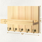 Rebee Vision Pine Wood Key Holder Wall Mount with 5 Hooks and Shelf – Farmhouse Key Holder for Wall for Entryway Organization