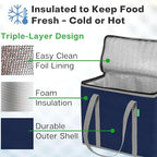 Creative Green Life XL Insulated Reusable Grocery Bags (2-Pack) - Premium Quality Cooler Bags with Hard Bottom Insert, Stands