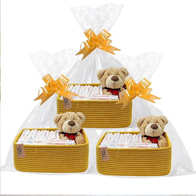 COMFY-HOMI 13" x 8.5" x 5.1" Storage Baskets for Organizing | Cotton Rope Woven Basket | Toy Storage Bin Box | Basket for She