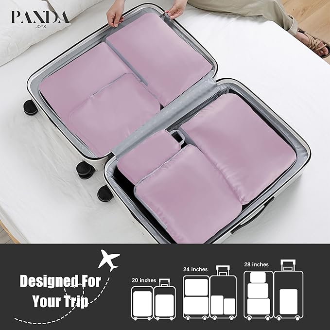 PANDA JOYS 4 Set Compression Packing Cubes Travel - Travel Accessories Expandable Packing Organizers for Carry On - Essential