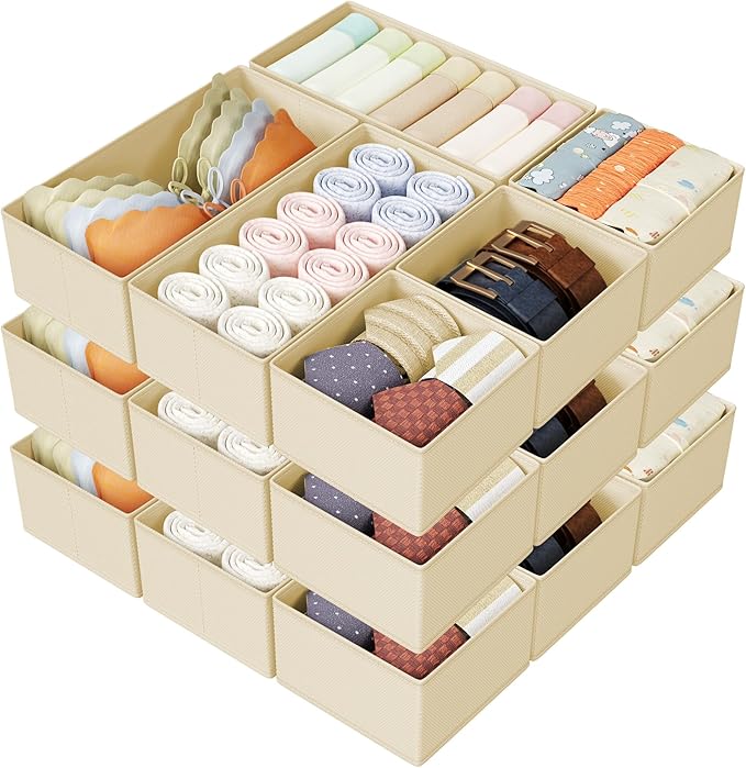 DIMJ Drawer Organizer Clothes Storage - 18 Pack Baby Dresser Organizer for Nursery, Foldable Drawer Dividers for Bedroom Clos