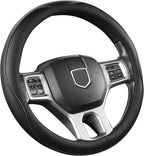 West Llama Customized Auto Car Steering Wheel Cover for Dodge RAM 1500 2500 3500, 15.5-16 inch (Black-Large Size)
