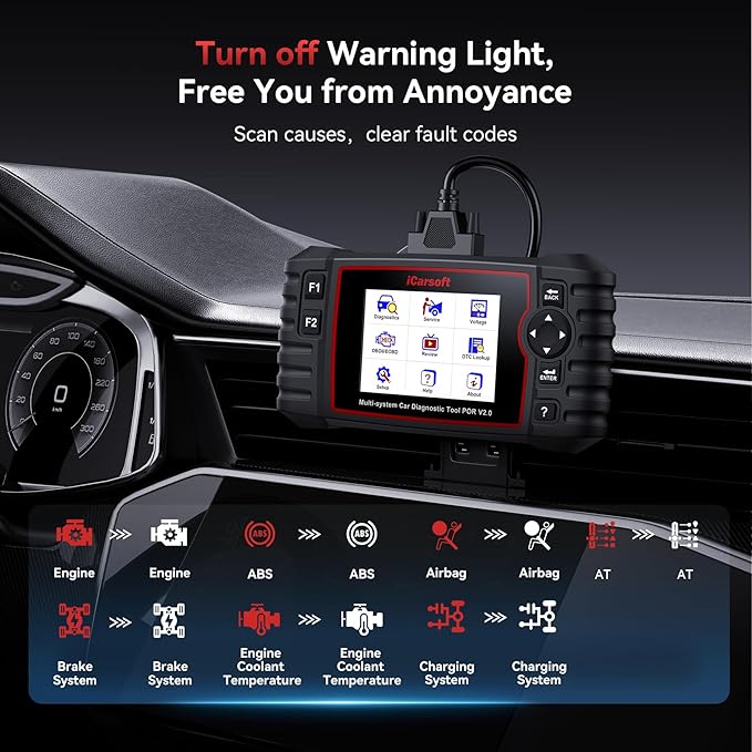 OBD2 Scanner Diagnostic Tool for Porsche/Cayenne, iCarsoft POR V2.0 Code Reader Battery Registration for Porsche, All System
