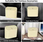 Accmor Car Trash Can, Portable Vehicle Trash Bin with Lid, Car Dustbin Garbage Organizer Holder with One Roll Trash Bag, Leakproof Hanging Mini Cars Storage Bag Container for Auto, SUV, Office (Beige)