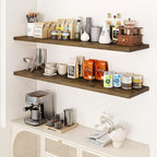 Dreamland 55" Floating Shelves for Wall, 12" Deep Slim Rustic Brown Floating Shelves, Wall-Mounted Shelves for Bedroom, Livin