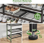 Simple Trending 3-Tier Expandable Shoe Rack, Stackable Shoe Shelf Storage, Metal Free Standing Shoe Organizer for Closet Entr