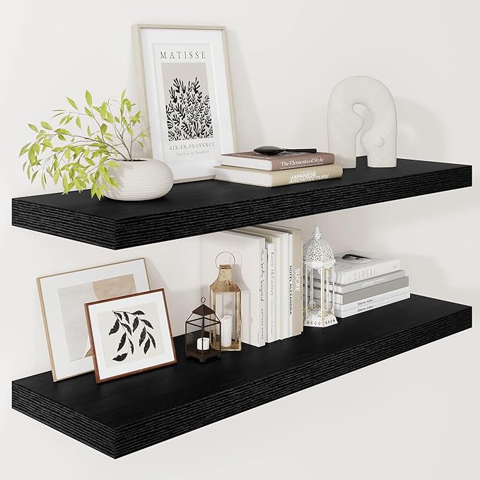 Vivelove 12" Deep Floating Shelves for Wall 36 Inches Long, 2 in Thick Wall Shelves, Shelf for Bedroom, Bathroom, Living Room