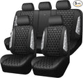CAR PASS Bling Diamond Leather Car Seat Covers Full Seats Interior Sets, Waterproof Shining Glitter Sparkly Crystal Universal