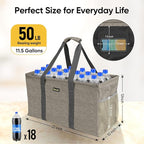 BALEINE Extra Large Utility Tote Bag with Reinforced Wire Frame, Reusable Grocery Bag for Shopping, Picnic (Beige, 22''x12''x10'')