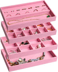 Frebeauty Jewelry Organizer Tray,Stackable Velvet Jewelry Trays,Drawer Inserts Earring Organizer For Women Jewelry Storage Di