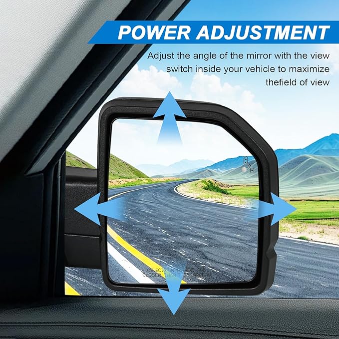 JDMSPEED Left Driver Side View Mirror Compatible with 2015-2020 Ford F150 with Power Glass Heated Puddle Lights Clearnce Lamp