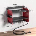 Power Tool Organizer Wall Mount with Charging Station, Garage Storage Rack for Cordless Drill, Tool Battery, Bit and Screwdri