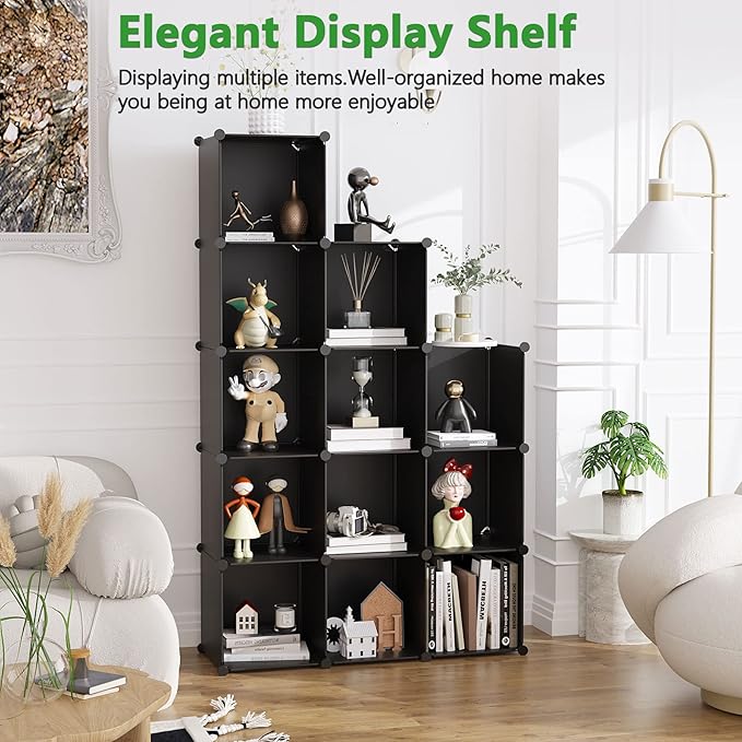 C&AHOME Cube Storage Organizer, 12-Cube Shelves Units, Closet Cabinet, DIY Plastic Modular Book Shelf, Ideal for Bedroom, Liv