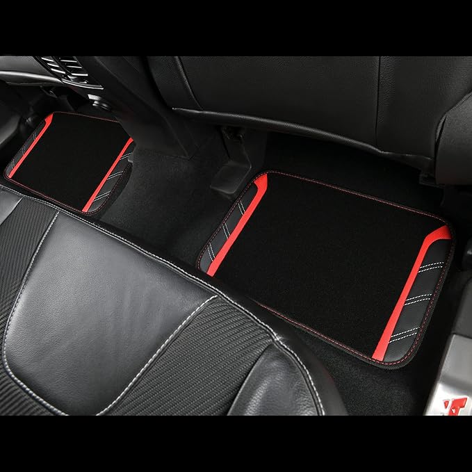 CAR PASS Leather Steering Wheel Cover and Waterproof Car Floor Mats,Microfiber Universal Car Combo Fit for 95% Sedan,SUV,Cars