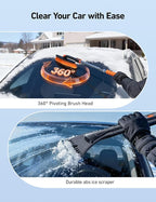 AstroAI 47.2" Ice Scrapers for Car Windshieldand Extendable Snow Brush with Foam Grip and 360° Pivoting Brush Head for Christmas Car Auto Truck SUV(Orange)