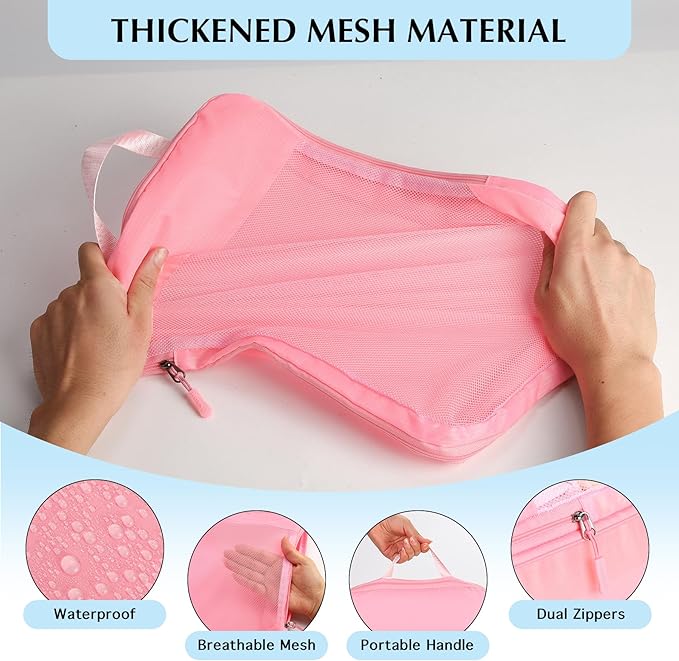 PFEYRPK Lightweight Compression Packing Cubes for Suitcases, Compressible Expandable Travel Packing Organizer with Clear Toil