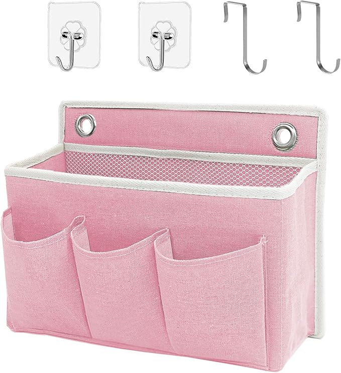 Wall Hanging Organizer Bag/Hanging Baskets with Large Mesh Compartment & 3 Pockets，Over the Door Hanging Organizer Space Savi
