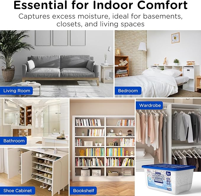 W&E Choice Moisture Absorbers, Portable Humidity Absorber Boxes for Your Bathroom, Closet & Car, Dehumidifier with Fragrance