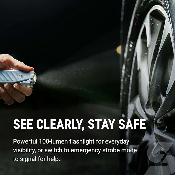 Sabre Safe Escape™ 3-in-1 Car Escape Tool for Car Safety with Spring-Loaded Window Breaker, No Swing Required, Seat Belt Cutt