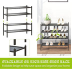 BMOSU 2-Tier Bamboo Shoe Rack Premium Stackable Shoe Shelf Storage Organizer for Hallway Closet Living Room Entryway Organize