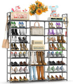 Kottwca Shoe Rack Organizer, Large Shoe Rack for Entryway Closet, Metal Shoe Shelf for Shoes and Boots, Big Non-Woven Fabric 