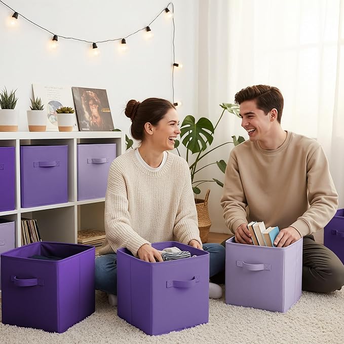 GRANNY SAYS 11 Inch Cube Storage Bins, 6 Pack Cube Storage Organizer with Handles, Storage Cubes for Shelves, Closet, Shelf O