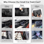 PIFOOG Small Car Trash Can for Side Door Back Seat Leather Leakproof Removable Liner Clip On Automotive Garbage Bin Compact Auto Trashcan Multipurpose Storage Organizer Container 0.22 Gal