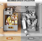 2 Pack 19IN-Depth Under Sink Organizer,Pull Out Cabinet Organizer With Smooth Cylindrical Rail,Metal Slide Out Drawer for Kit