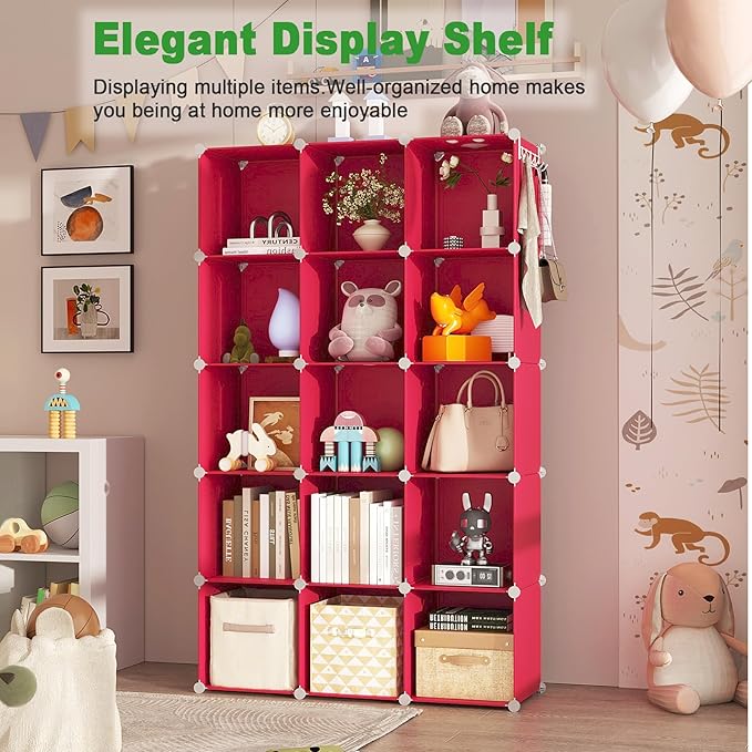 C&AHOME Cube Storage Organizer, 16-Cube Shelves Units, Plastic Storage Cubes, DIY Closet Organizer, Modular Closet Storage Sh