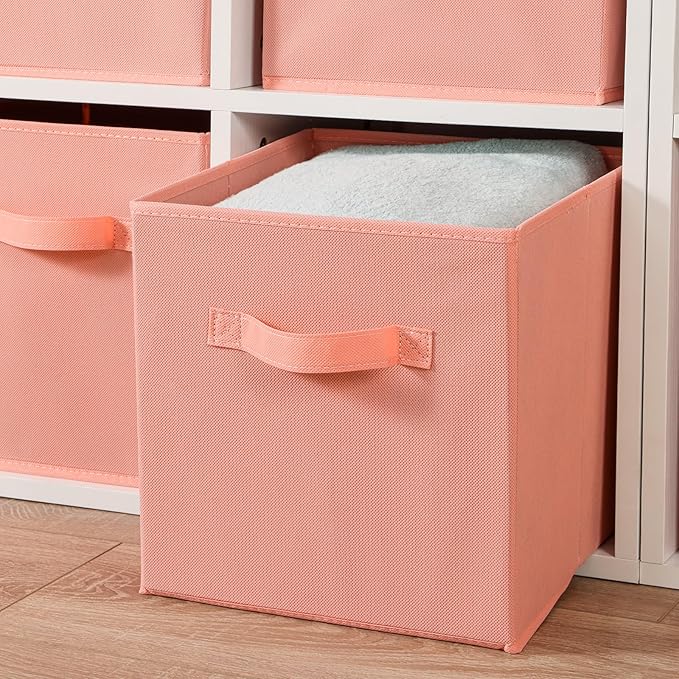 Stero Fabric Storage Bins 6 Pack Fun Colored Durable Storage Cubes with Fabric Handles Foldable Cube Baskets for Home, Kids R