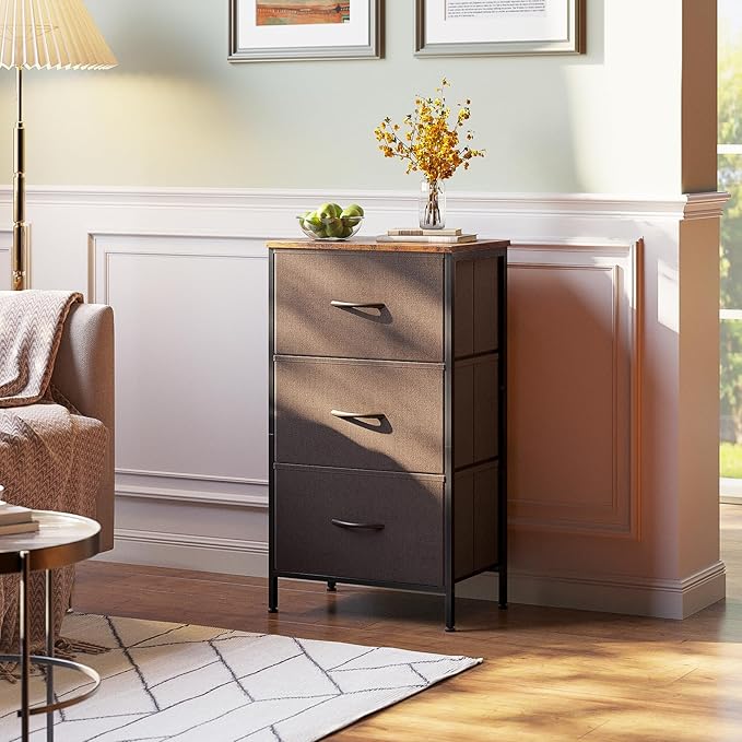 AODK Dresser for Bedroom Nightstand Small Dressers Chest of Drawers End Table for Living Room, Closet Dresser with 3 Storage 