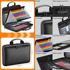 Fireproof File Organizer with Lock, Hard Case Fireproof Document Box with 13 Colorful Pockets Accordion File Folder, Importan