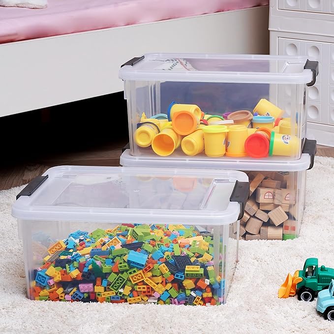 Citylife 17 QT Plastic Storage Bins with Latching Lids Stackable Storage Containers for Organizing Large Clear Storage Box fo