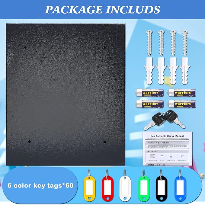 KYODOLED Electronic 60-Key Cabinet Wall-Mounted Digital Key Safe, Key Lock Box, Large Security Key Box for Keys Holder, Heavy