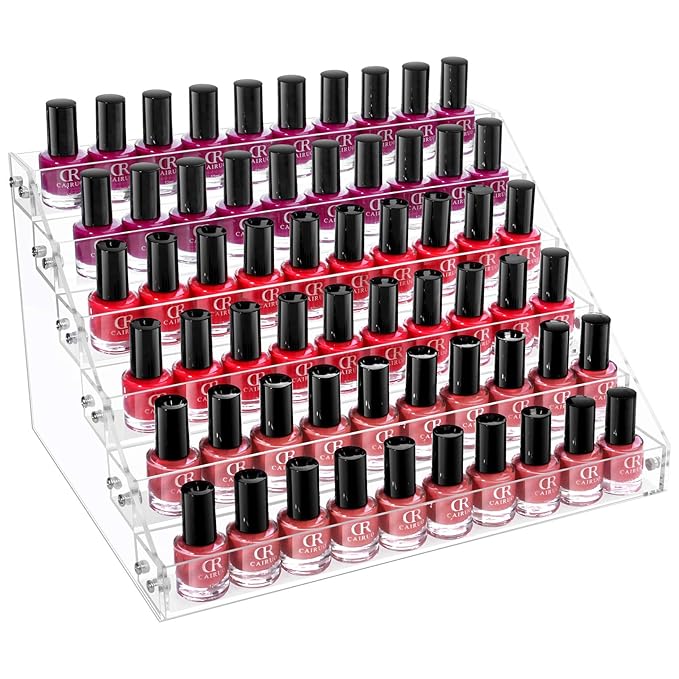 Gospire 6 Tier Clear Acrylic Nail Polish Ink Rack Sunglasses Organizer Eyeglasses Display Rack essential oil Stand Holder Jew