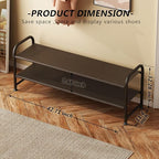INGIORDAR Shoe Rack 2 Tier Long Storage Organizer Wide Metal Shoe Shelf for Closet Entryway Brown