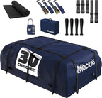 Mockins 30 Cu Ft Navy Car Rooftop Cargo Carrier Bag | 60"x43"x20" Weatherproof 500D Vinyl Car Roof Bag Cargo Carrier for Top of Vehicle | Vehicle Soft-Shell Carriers w/Roof Mat, Lock, Hooks & Straps