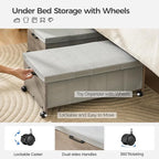 Under Bed Storage with Wheels, Bigger Size, Under Bed Drawers Heavy Duty, 2 Packs, Wooden Under Bed Storage Containers Organi