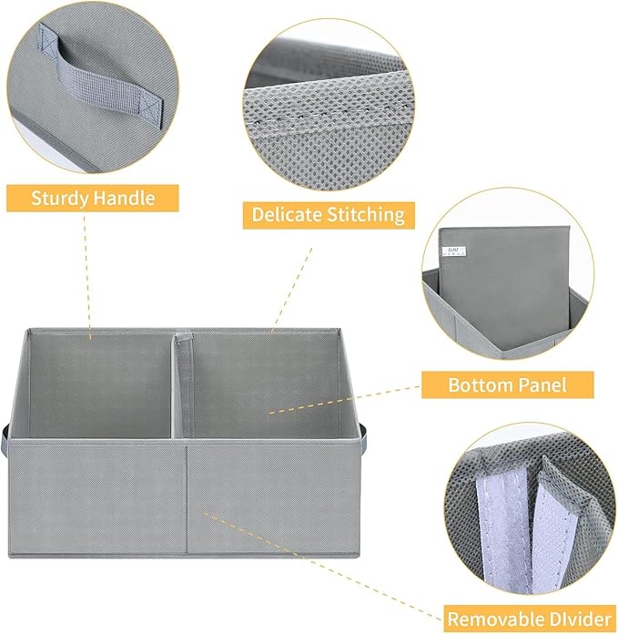 DIMJ Closet Storage Bins, 3 Pack Storage Baskets for Shelves, Foldable Closet Organizer with Handle, Linen Closet Organizers 