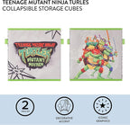 Teenage Mutant Ninja Turtles: Mutant Mayhem Storage Cubes – Set of 2 Collapsible Fabric Bins, 10x10 Inch - Kids Toy Organizer