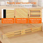 Lifewit 2.4" High 6 Pack Bamboo Drawer Dividers 45-55cm/17.5-22" Adjustable Wooden Drawer Organizer for Clothes/Utensils, Exp