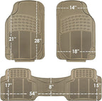 FH Group Trimmable Non-Slip Rubber Floor Mats 3 Row Set - Universal Fit for Cars Trucks and SUVs (Beige) F11305 + F16400